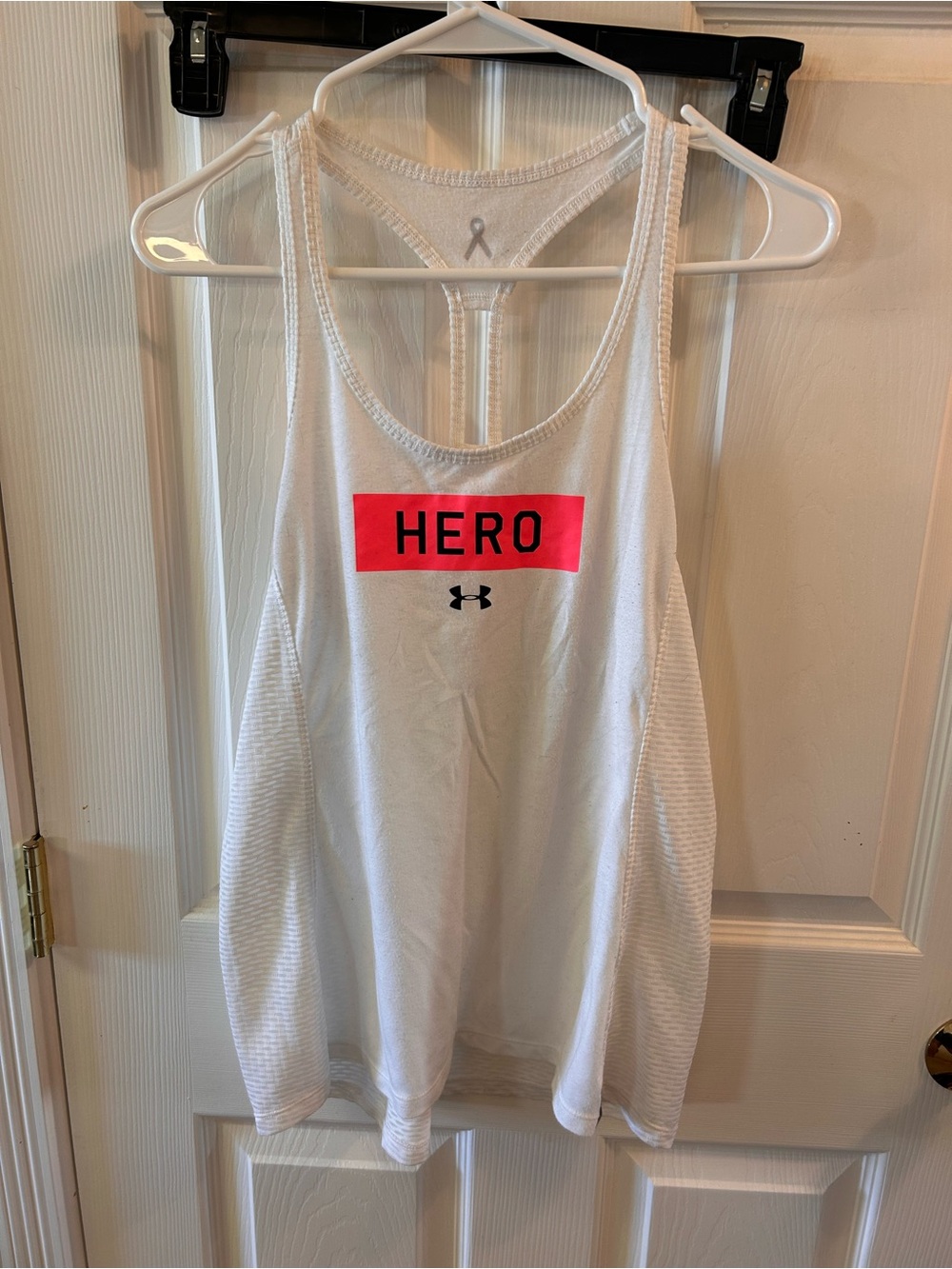 Under Armour White Tank Top with Pink 'HERO' Graphic
